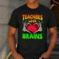 Teacher Teachers Love Brains Skeleton Hand Heart Halloween Men's Casual T-Shirt Dark Grey