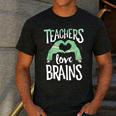 Teachers Love Brains Halloween Costume Trick Treat Zombie Men's Casual T-Shirt Dark Grey