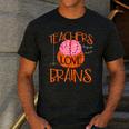 Teachers Love Brains Halloween T-Shirt For Men Women Men's Casual T-Shirt Dark Grey Teachers Love Brains Halloween T-Shirt For Men Women Men's Casual T-Shirt Dark Grey