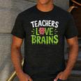 Teachers Love Brains Halloween Teacher Zombie Men's Casual T-Shirt Dark Grey