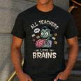 Teachers Love Brains Tee-Shirt Men Women Halloween Teacher Men's Casual T-Shirt Dark Grey