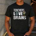 Teachers Love Brains Zombie Halloween Hilarious Men's Casual T-Shirt Dark Grey