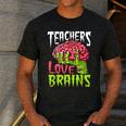 Teachers Love Brains Zombie Teacher Halloween Zombies Men's Casual T-Shirt Dark Grey