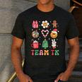Team TK Teacher Christmas Groovy Smile Face Girl Boy Kid TK Men's Casual T-Shirt Dark Grey Team TK Teacher Christmas Groovy Smile Face Girl Boy Kid TK Men's Casual T-Shirt Dark Grey