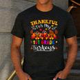 Thankful For My 1st Grade Turkeys Thanksgiving Teacher Fall Men's Casual T-Shirt Dark Grey