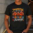 Thankful For My Kindergarten Turkeys Thanksgiving Teacher Men's Casual T-Shirt Dark Grey