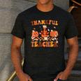 Thankful Teacher Retro Groovy Thanksgiving Fall Women Men Men's Casual T-Shirt Dark Grey