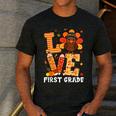 Thanksgiving Love First Grade Teacher Turkey Autumn Fall For Men Women Girls Kids Men's Casual T-Shirt Dark Grey