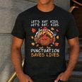 Thanksgiving Teacher Turkey Lets Eat Kids Punctuation Men's Casual T-Shirt Dark Grey