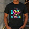 Tie Dye Happy 100th Day Of School Teacher Student 100 Days Men's Casual T-Shirt Dark Grey