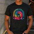 Tie Dye Prek Teacher Rainbow Preschool Back To School Girl Men's Casual T-Shirt Dark Grey