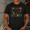 Tiny Human Security Preschool Childcare Teacher Babysitters Men's Casual T-Shirt Dark Grey