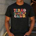 Tired Teachers Club Groovy Teachers Back To School Tee Men's Casual T-Shirt Dark Grey