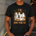 TK Boo Crew Preppy Halloween Floral Ghost TK Teacher Team TK Men's Casual T-Shirt Dark Grey