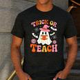 Trick Or Teach Cute Floral Ghost Teacher Halloween Costume Men's Casual T-Shirt Dark Grey Trick Or Teach Cute Floral Ghost Teacher Halloween Costume Men's Casual T-Shirt Dark Grey