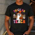 Trick Or Teach Cute Ghost Coffee Pumpkins Halloween Teacher Men's Casual T-Shirt Dark Grey Trick Or Teach Cute Ghost Coffee Pumpkins Halloween Teacher Men's Casual T-Shirt Dark Grey