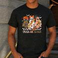 Trick Or Teach Groovy Teacher Halloween Floral Ghost Men's Casual T-Shirt Dark Grey