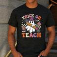 Trick Or Teach Groovy Teacher Halloween Retro Ghost Men's Casual T-Shirt Dark Grey Trick Or Teach Groovy Teacher Halloween Retro Ghost Men's Casual T-Shirt Dark Grey