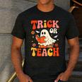 Trick Or Teach Halloween Shirt For Teacher Kids Floral Ghost Men's Casual T-Shirt Dark Grey