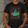 Trick Or Teach Neon Ghost Flower Teacher Spooky Halloween Men's Casual T-Shirt Dark Grey