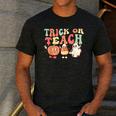 Trick Or Teach Pumpkin Candy Corn Ghost Halloween Teacher Men's Casual T-Shirt Dark Grey Trick Or Teach Pumpkin Candy Corn Ghost Halloween Teacher Men's Casual T-Shirt Dark Grey