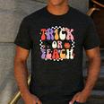 Trick Or Teach Retro Groovy Halloween Teacher Men's Casual T-Shirt Dark Grey Trick Or Teach Retro Groovy Halloween Teacher Men's Casual T-Shirt Dark Grey
