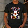 Trick Or Teach Teacher Groovy Ghost Halloween Teacher Men's Casual T-Shirt Dark Grey