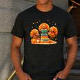 Turkey Read Books Reading Fall Thanksgiving Teacher Men's Casual T-Shirt Dark Grey
