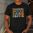 Twinning With My Teacher Bestie Twin Day Matching Teachers For Men Women Girls Kids Men's Casual T-Shirt Dark Grey Twinning With My Teacher Bestie Twin Day Matching Teachers For Men Women Girls Kids Men's Casual T-Shirt Dark Grey