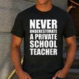Never Underestimate A Private School Teacher Back To School Men's Casual T-Shirt Dark Grey Never Underestimate A Private School Teacher Back To School Men's Casual T-Shirt Dark Grey