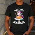 Unicorn Teacher Reading Is Magical Book Men's Casual T-Shirt Dark Grey
