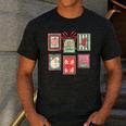 Vintage Preppy Very Merry Teacher Santa Stamps Christmas Men's Casual T-Shirt Dark Grey Vintage Preppy Very Merry Teacher Santa Stamps Christmas Men's Casual T-Shirt Dark Grey