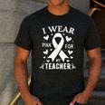I Wear Pink For My Teacher Cancer Awareness Men's Casual T-Shirt Dark Grey I Wear Pink For My Teacher Cancer Awareness Men's Casual T-Shirt Dark Grey