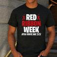 We Wear Red For Red Ribbon Week Awareness Mothers Teachers Men's Casual T-Shirt Dark Grey