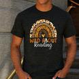 Wild About Reading Teacher Back To School Leopard Rainbow Men's Casual T-Shirt Dark Grey
