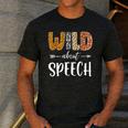Wild About Speech SLP Leopard Teacher Back To School Kids Men's Casual T-Shirt Dark Grey