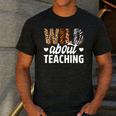 Wild About Teaching Teacher Teaching Back To School Men's Casual T-Shirt Dark Grey