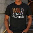 Wild About Teaching Teacher Lover Animals Leopard Zebra Men's Casual T-Shirt Dark Grey