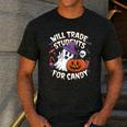 Will Trade Students For Candy Halloween Teacher Men's Casual T-Shirt Dark Grey