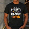 Will Trade Students For Candy Teacher Cute Halloween Men's Casual T-Shirt Dark Grey Will Trade Students For Candy Teacher Cute Halloween Men's Casual T-Shirt Dark Grey