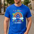100th Day Of School Rainbow Happy 100 Days Smarter Teacher Men's Casual T-Shirt Royal Blue
