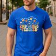 2nd Second Grade Teacher Appreciation Teaching Wildflowers Men's Casual T-Shirt Royal Blue