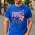 4th Fourth Grade Vibes Back To School Coquette Teacher Girl Men's Casual T-Shirt Royal Blue 4th Fourth Grade Vibes Back To School Coquette Teacher Girl Men's Casual T-Shirt Royal Blue