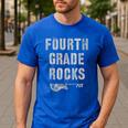 4th GRADE Rocks Teacher Rockstars I Teach Ready To Rock Men's Casual T-Shirt Royal Blue