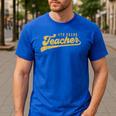 4th Grade Teacher Cute Vintage Graphic Fourth Grade Teacher Men's Casual T-Shirt Royal Blue