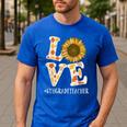 4th Grade Teacher Love Autumn Fall Sunflower Appreciation Men's Casual T-Shirt Royal Blue 4th Grade Teacher Love Autumn Fall Sunflower Appreciation Men's Casual T-Shirt Royal Blue