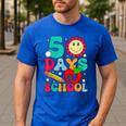 50 Days Of School Teacher Happy 50th Day Of School Kids Men's Casual T-Shirt Royal Blue