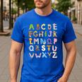 ABC Animals Alphabet Graphic Boys Girls Kindergarten Teacher Men's Casual T-Shirt Royal Blue