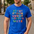 ABC Cute Monster Alphabet Halloween Teacher Costume Kids Men's Casual T-Shirt Royal Blue