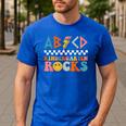 ABCD Kindergarten Rocks Back To School Teacher Kindergarten Men's Casual T-Shirt Royal Blue